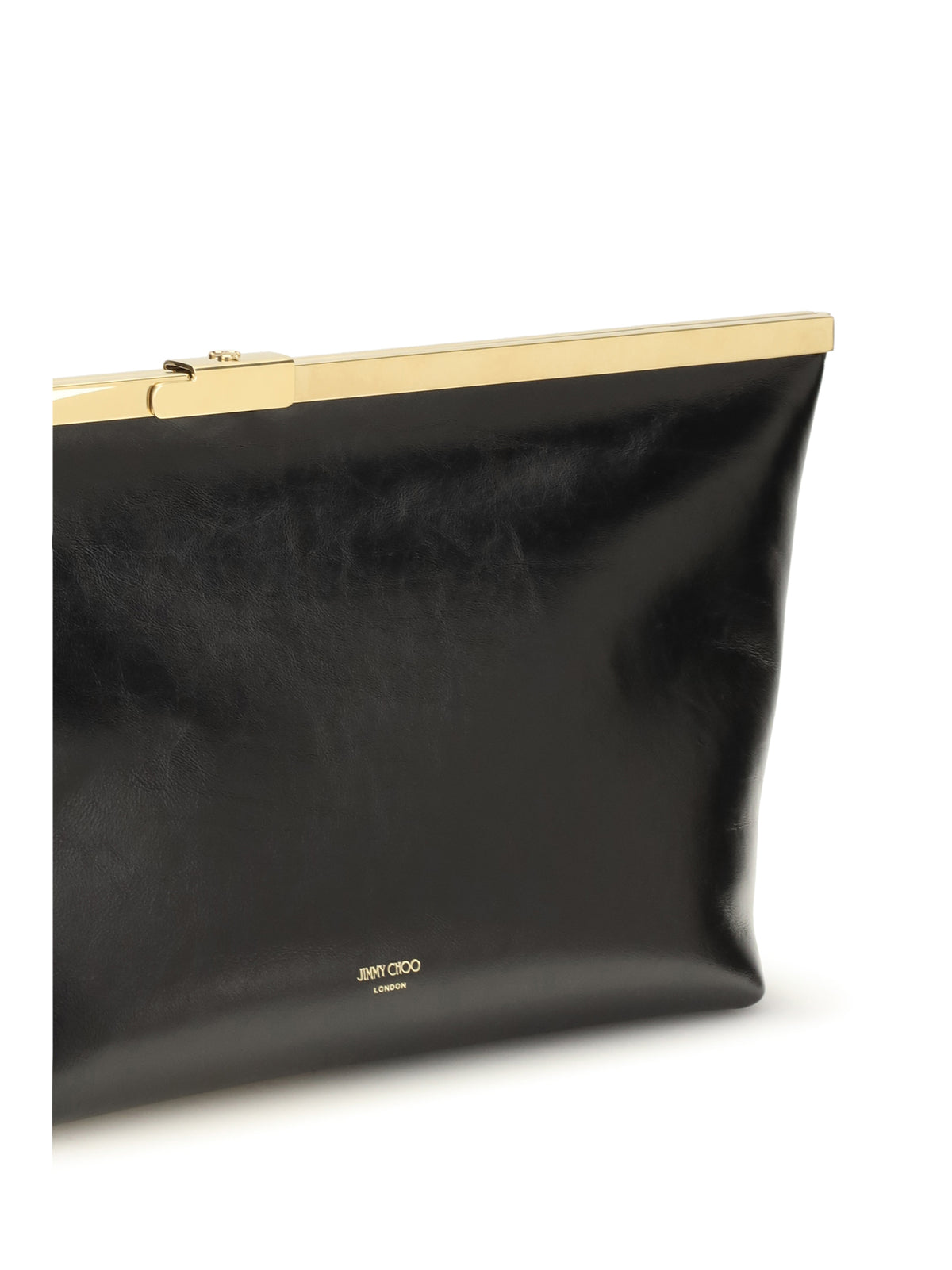 Jimmy Choo Large Ganache Biker Leather Clutch - Black/Gold