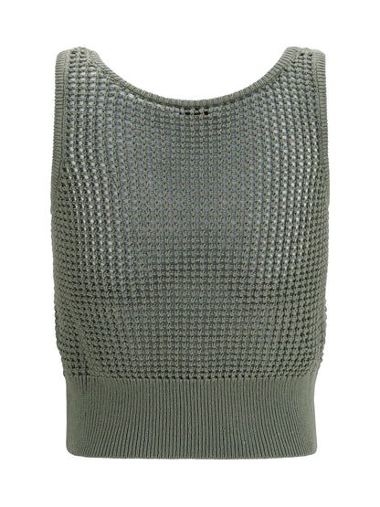 Brunello Cucinelli Perforated sequin Tank Top - Eucalipto