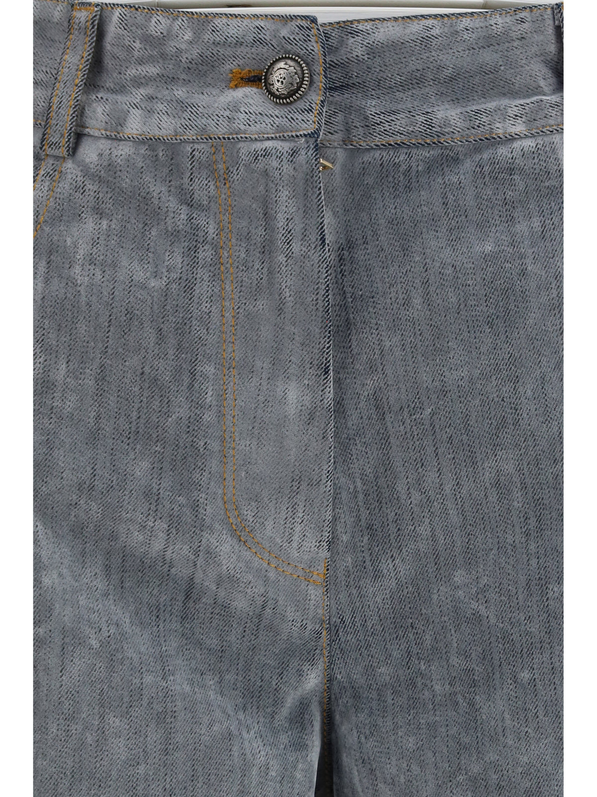 Forte_forte Wide leg Jeans in flocked denim - Grey
