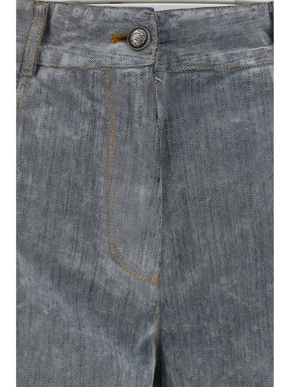 Forte_forte Wide leg Jeans in flocked denim - Grey