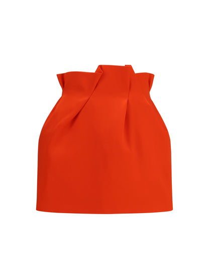 Magda Butrym Silk Mini Skirt with ruffled waist - Red