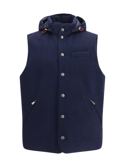 Brunello Cucinelli Wool Down Vest - Blu+Blu Colorato