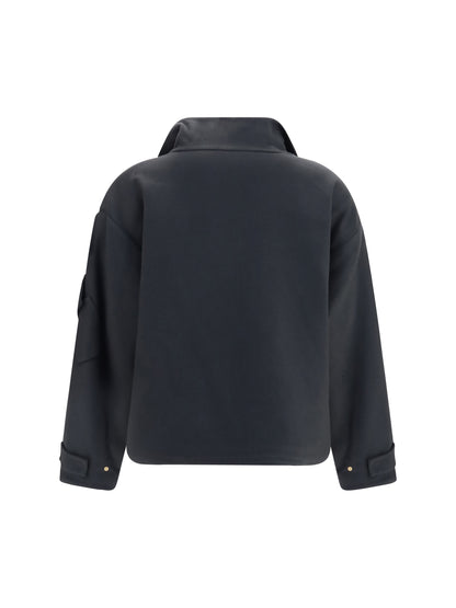 Giorgio Armani Coat Caban in double cashmere blouson with high collar - Swamp