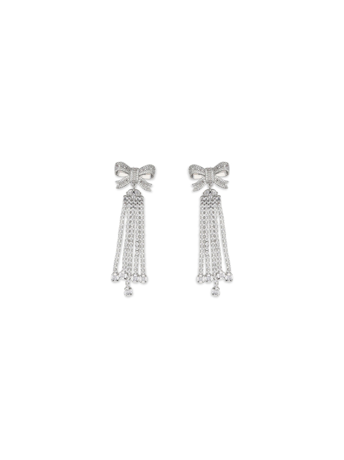 Self-Portrait Crystal Bow drop Earrings - Silver