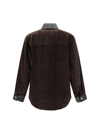 Bottega Veneta Corduroy Jacket with leather collar - Intense Carrubo