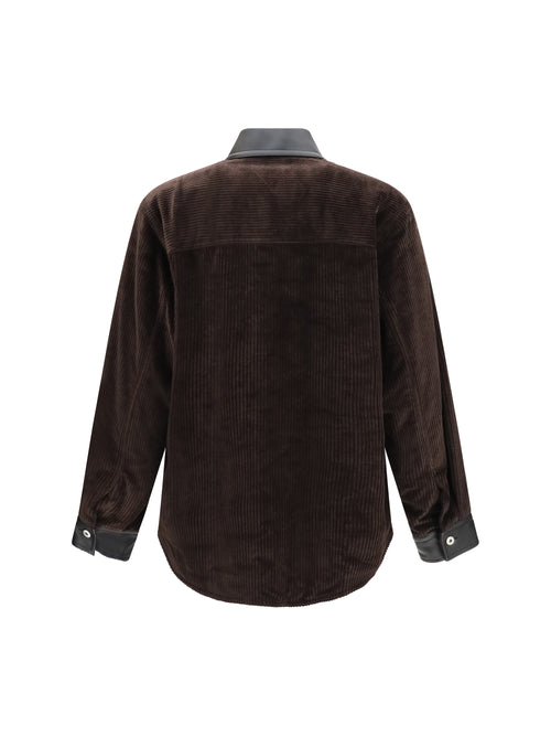 Bottega Veneta Corduroy Jacket with leather collar - Intense Carrubo