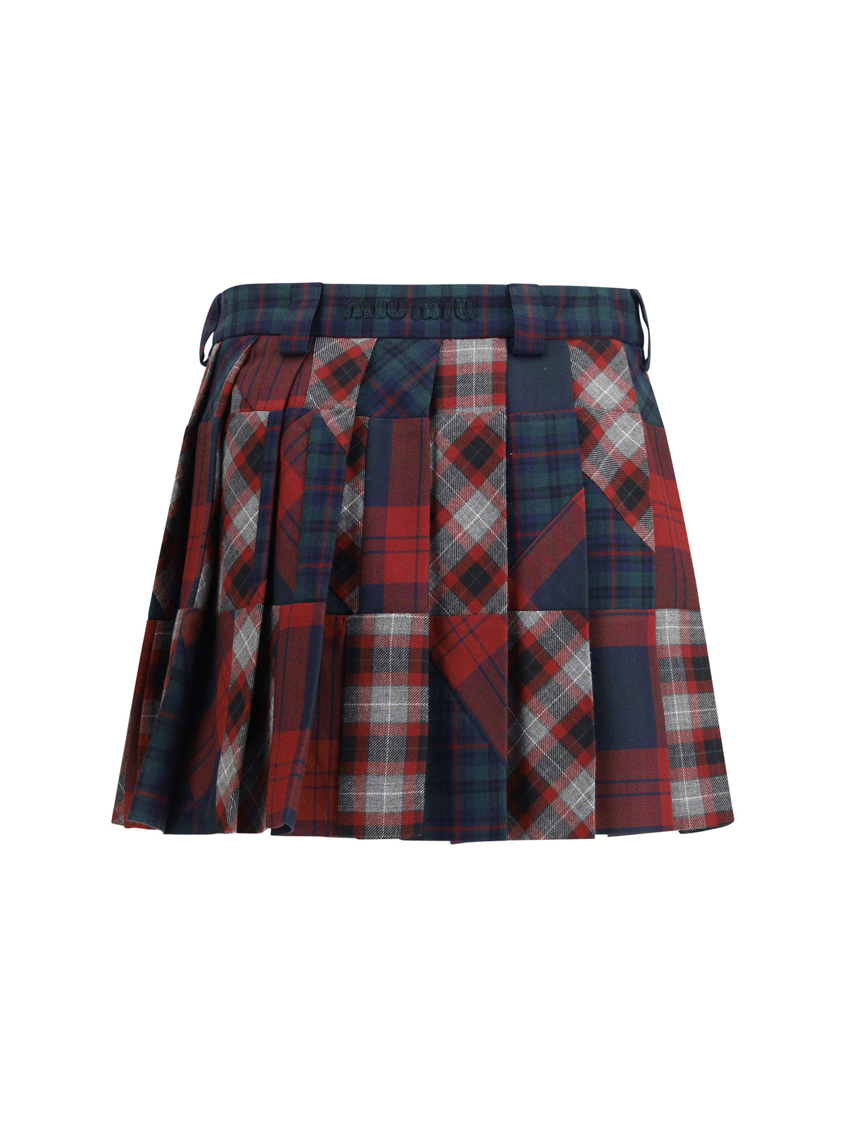 Miu Miu Pleated patchwork tartan mini Skirt - Multicolor