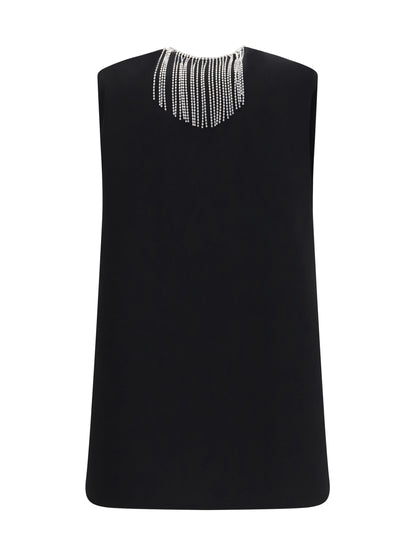 Max Mara Sportmax Faglia V-neck Top with crystals - Black