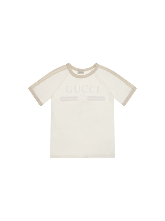 Gucci Logo T-shirt for Boy - Dusty White/Mc