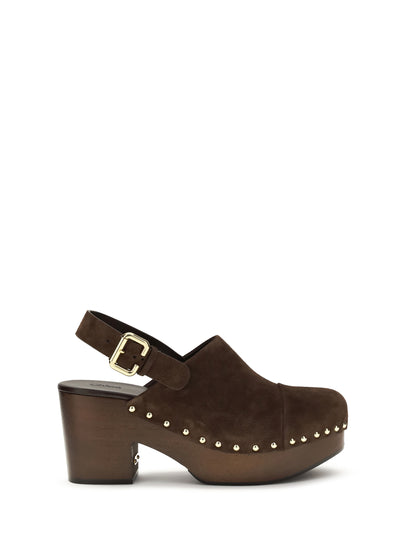 CHLOÉ Jeannette wedge Clogs in glossy calfskin