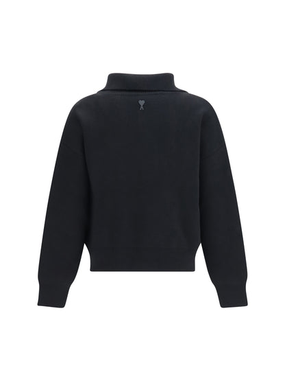Ami Paris High-neck buttoned Sweater - Noir