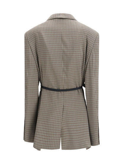 Balenciaga Single-breasted Vichy Jacket - Khaki/Brown