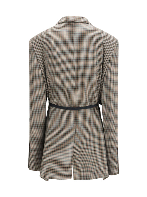 Balenciaga Single-breasted Vichy Jacket - Khaki/Brown