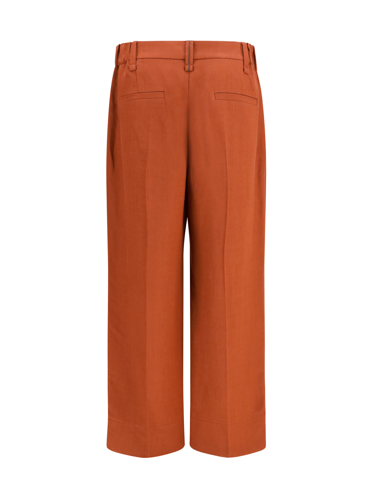 Brunello Cucinelli Cigarette Pants in fluid viscose and linen twill - Firebrick