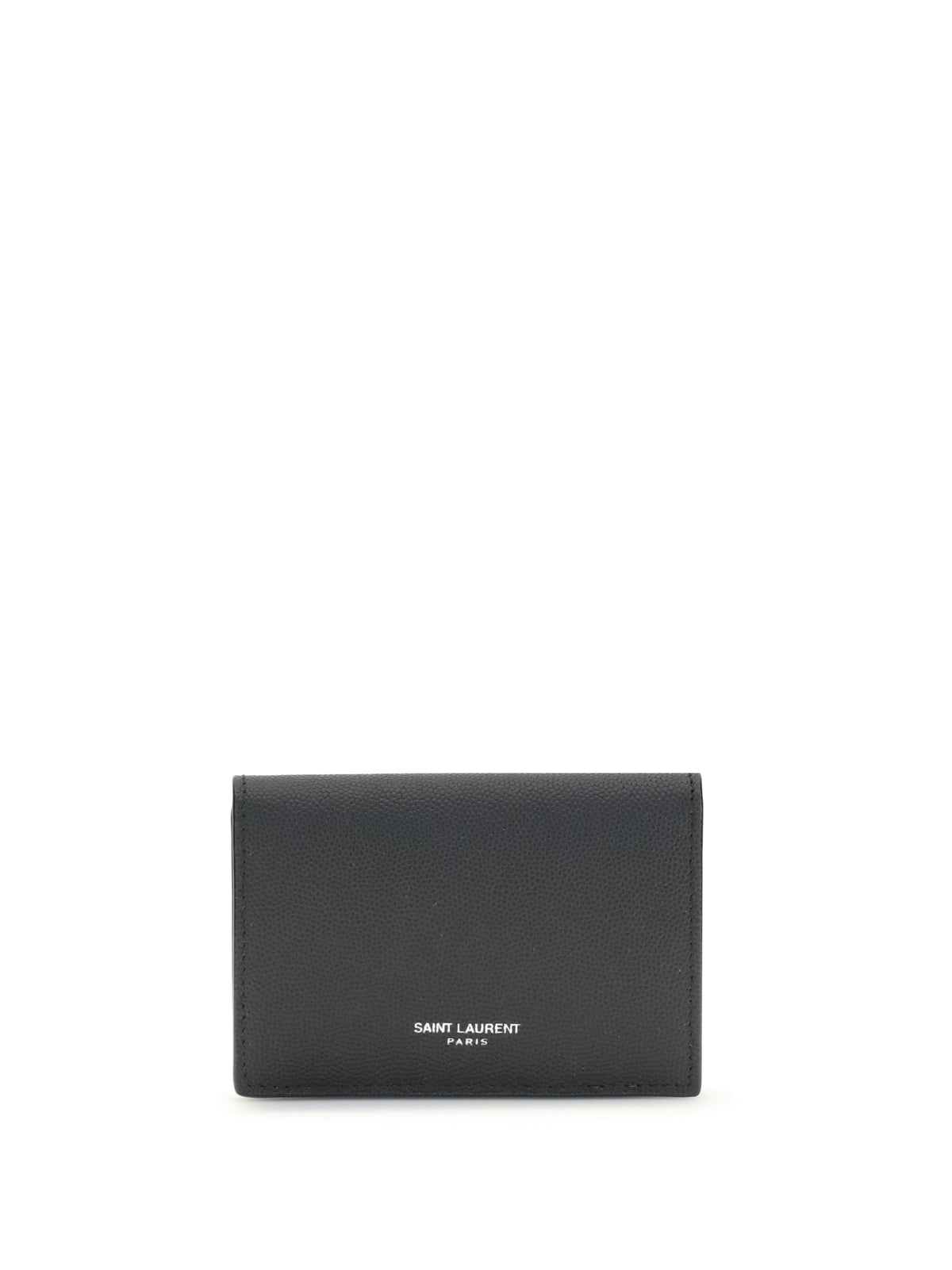 Saint Laurent Grain de poudre leather business Card Holder - Black/Black