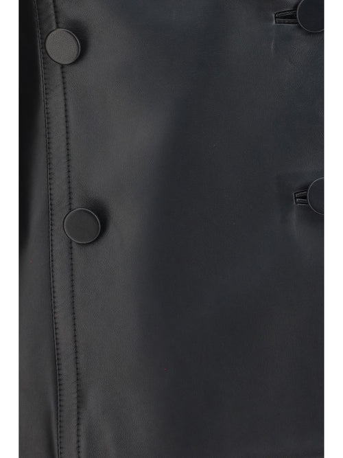 Alaïa Fitted leather Caban Coat - Noir Alaia