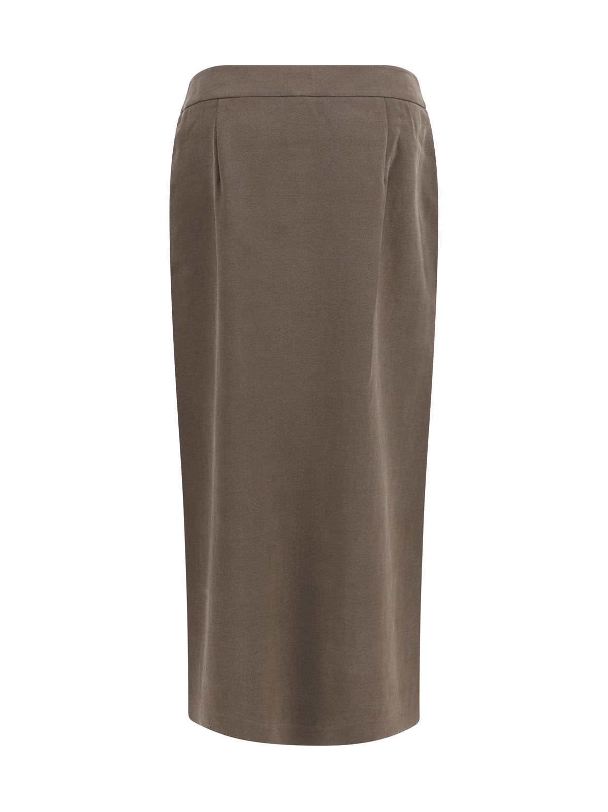 Giorgio Armani Silk and wool wrap Long Skirt with patch pocket - Mud