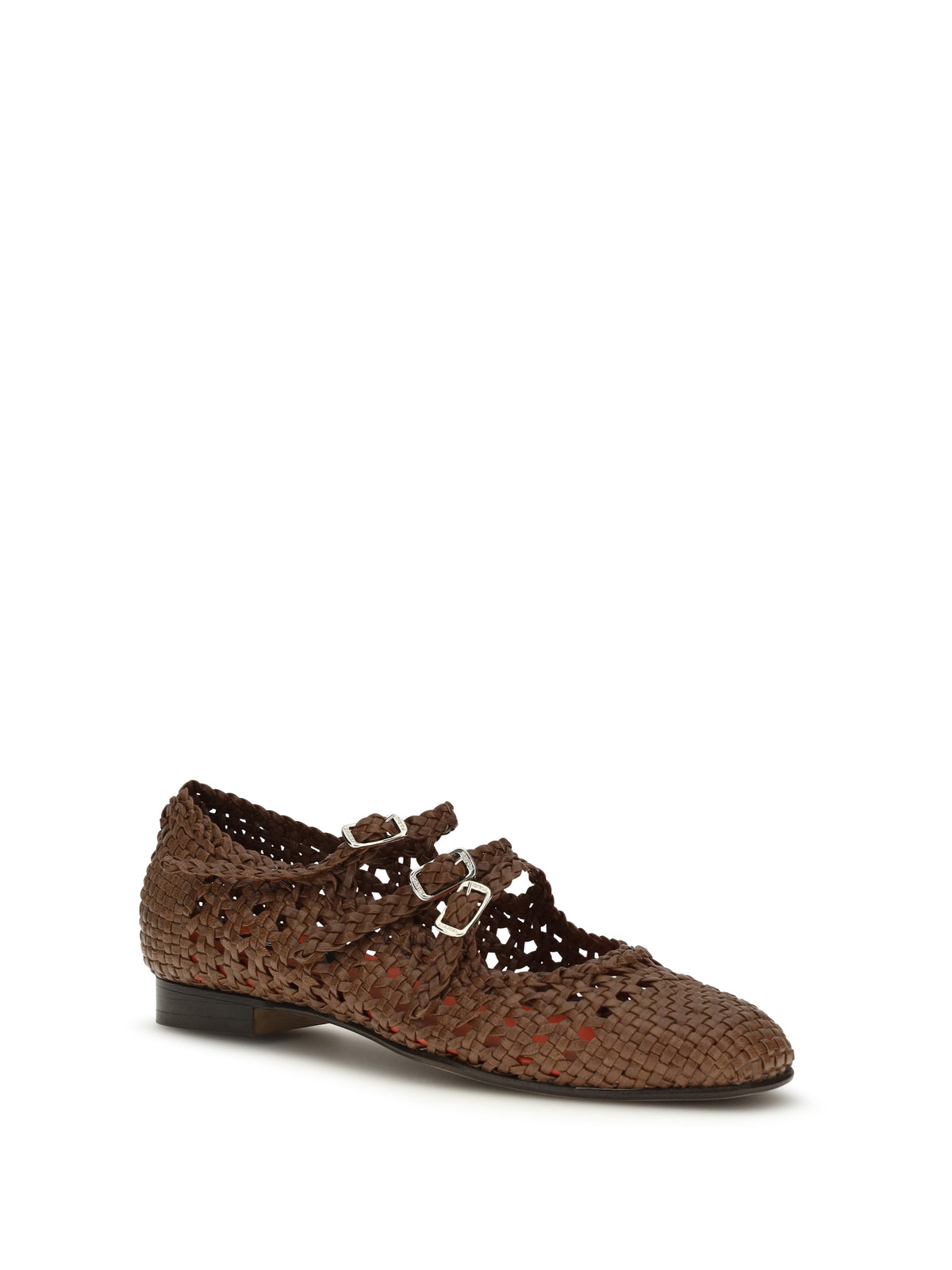 Carel Paris Woven leathe Mary Jane Ballerinas - Cognac