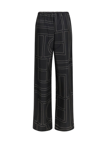 Toteme Silk monogram Pants - Black