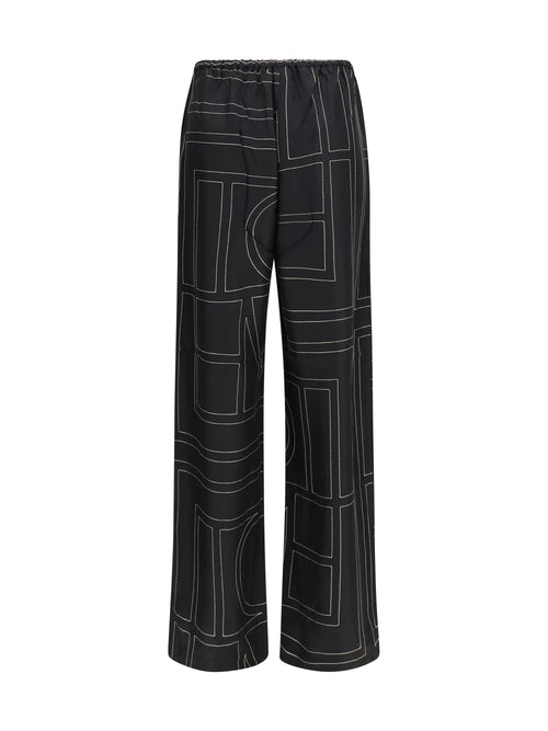 Toteme Silk monogram Pants - Black