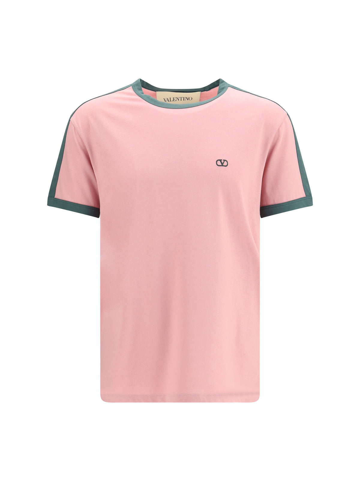 Valentino Embroidered logo cotton-jersey T-shirt - Pink/English Green