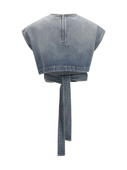 AlaïA Denim belt Top - Faded Blue