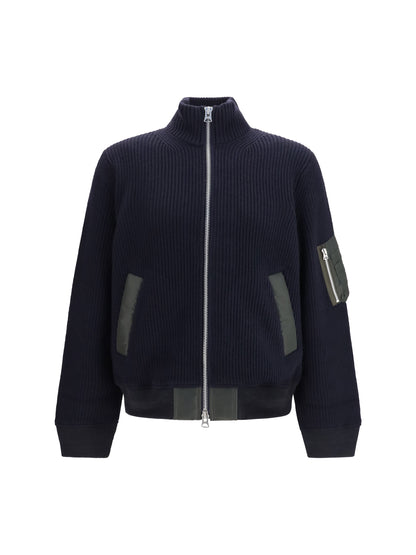 Sacai Ribbed Sweater - Navy×D/Khaki