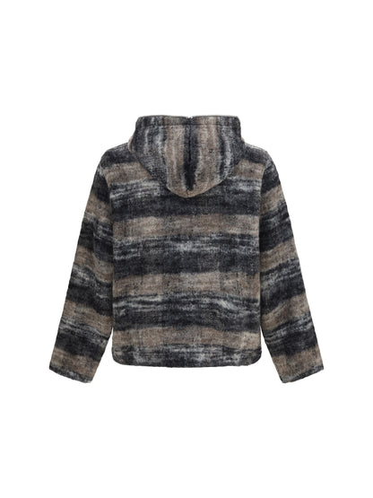 Our Legacy Hooded checked knit Sweatshirt - Night Woods