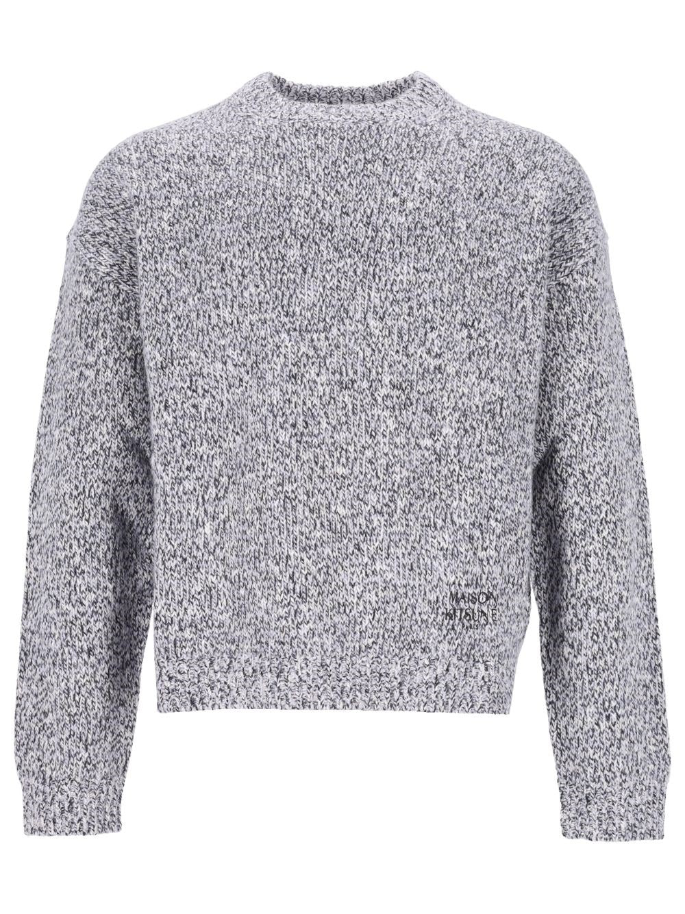 Maison Kitsuné Mouliné Sweater In Wool And Alpaca - Grey