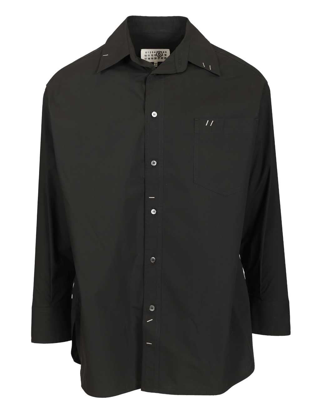 Mm6 Maison Margiela Long Sleeve Shirt - Black