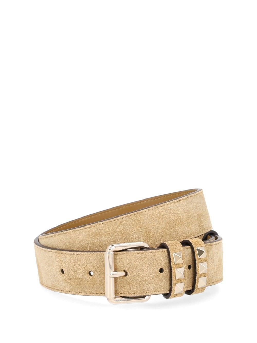 Valentino Garavani Rockstud Suede Belt - Beige