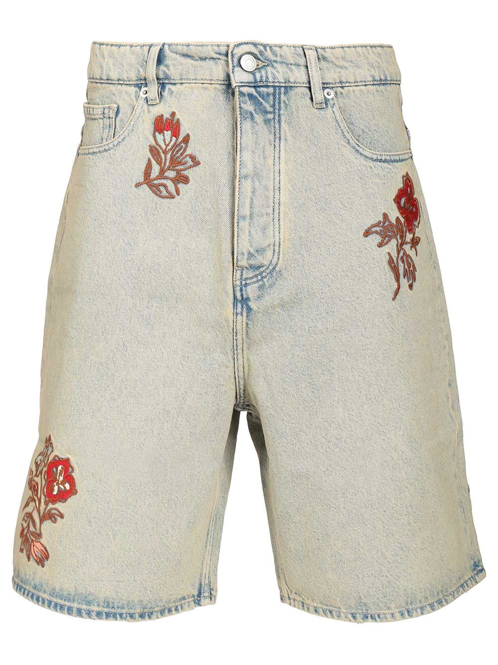 Drole De Monsieur Embroidered Jeans - Sky Blue
