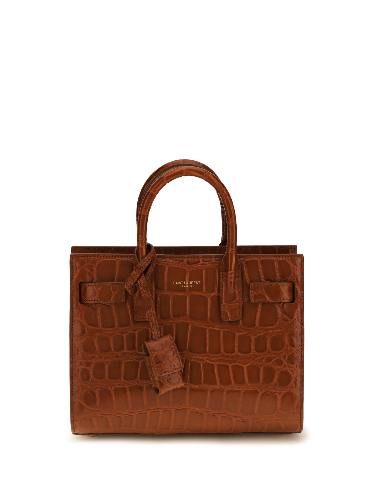 SAINT LAURENT Sac de Jour Handbag in crocodile-embossed leather