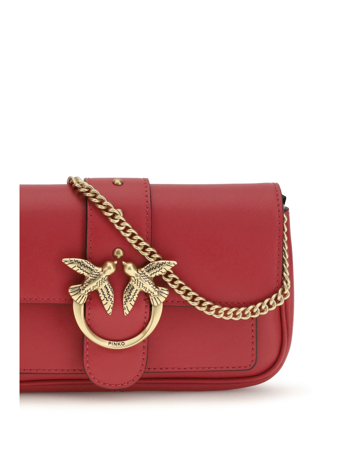 Pinko Love One Shoulder Bag - Red Rio-Antique Gold