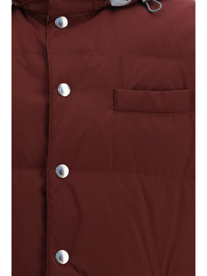 Brunello Cucinelli Sleeveless hooded Gilet - Burgundy