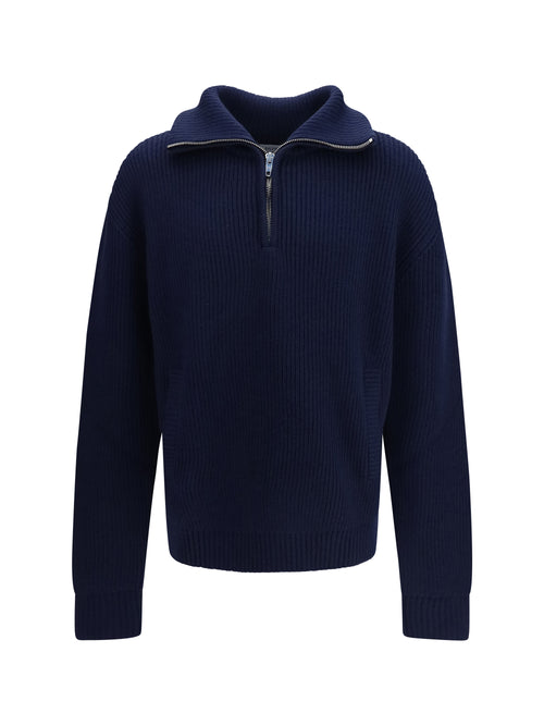 Balenciaga Ribbed knit zip Sweater - Navy