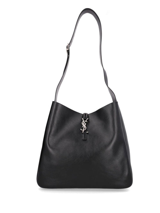 Saint Laurent Le 5 À 7 Hobo Maxi Bag In Hammered Leather - Black