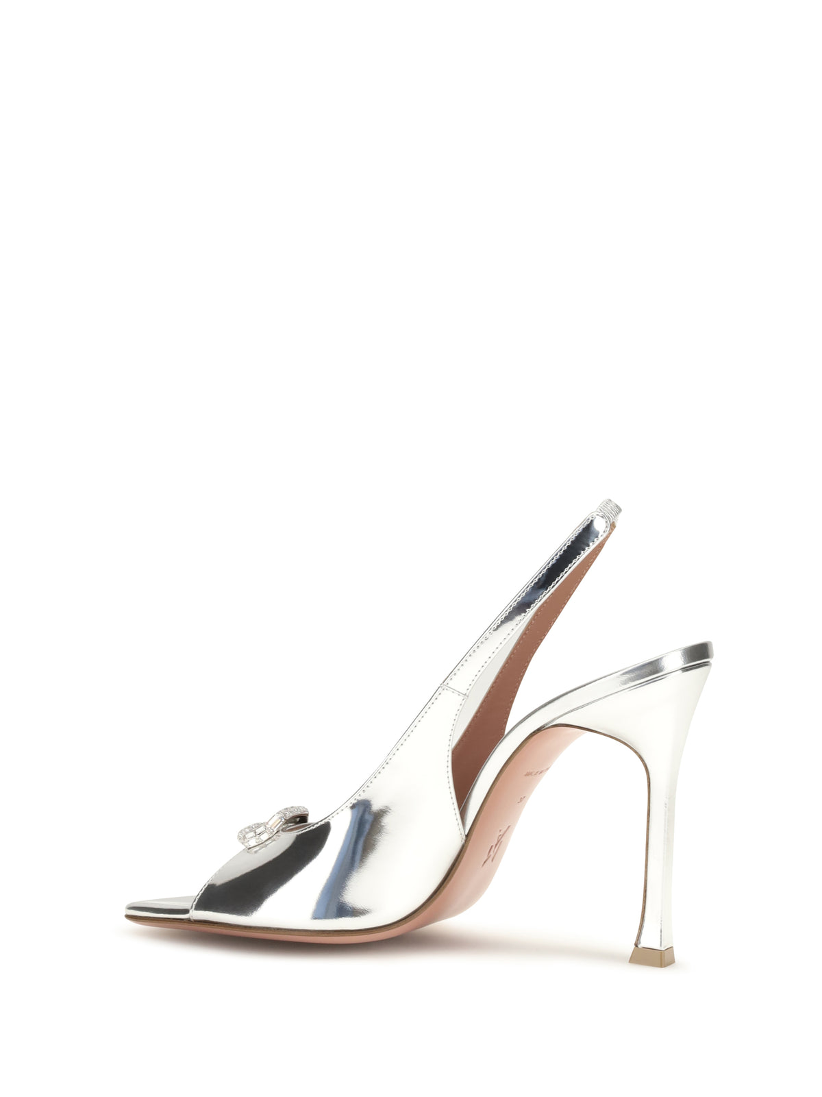 Amina Muaddi Mini Camelia Slingback Sandals - Silver Mirror+White Crystal Buckle