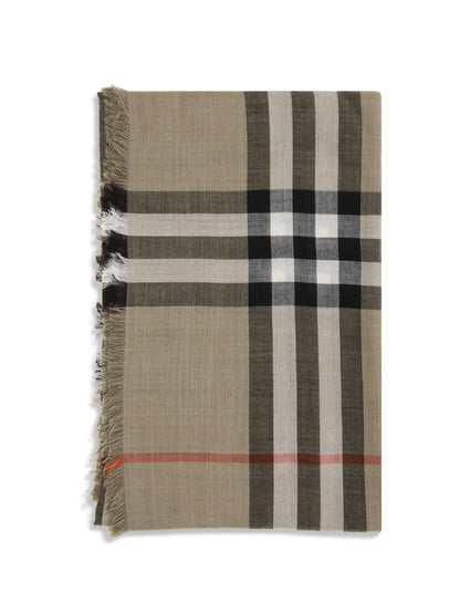 Burberry Check reversible wool and silk Scarf - Sand/Vole Brown