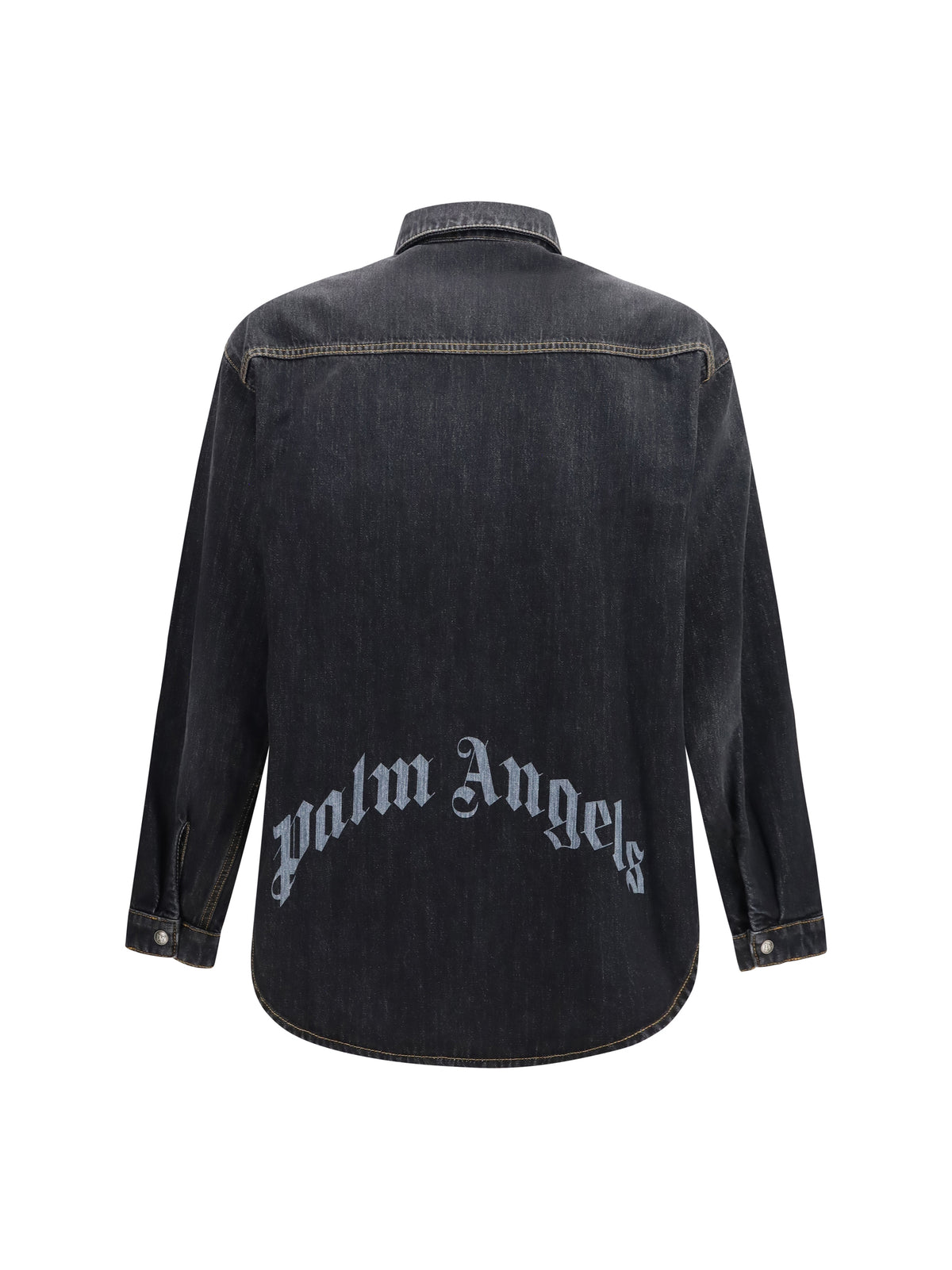 Palm Angels Denim Shirt with back logo - Vintage Black