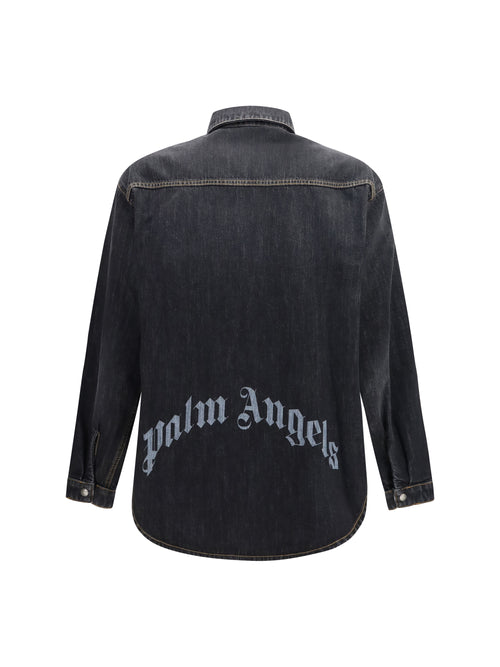 Palm Angels Denim Shirt with back logo - Vintage Black