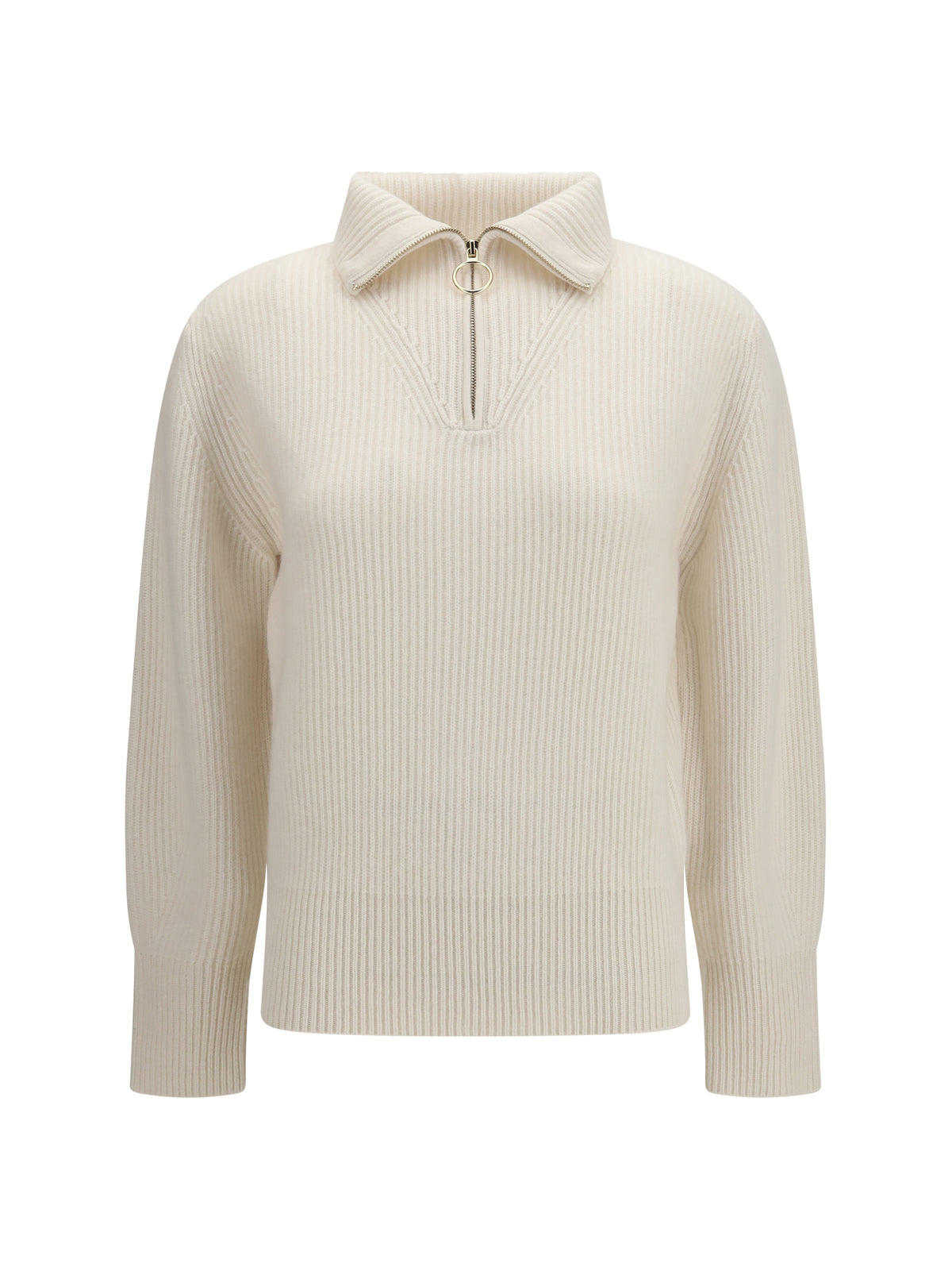 Forte_forte Wool and cashmere half zip Sweater - Pure