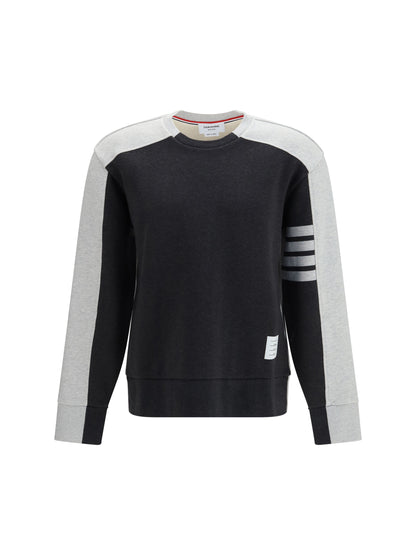 Thom Browne Colorblock Crewneck Sweatshirt with 4-bar detail - Dark Grey / Pale Grey