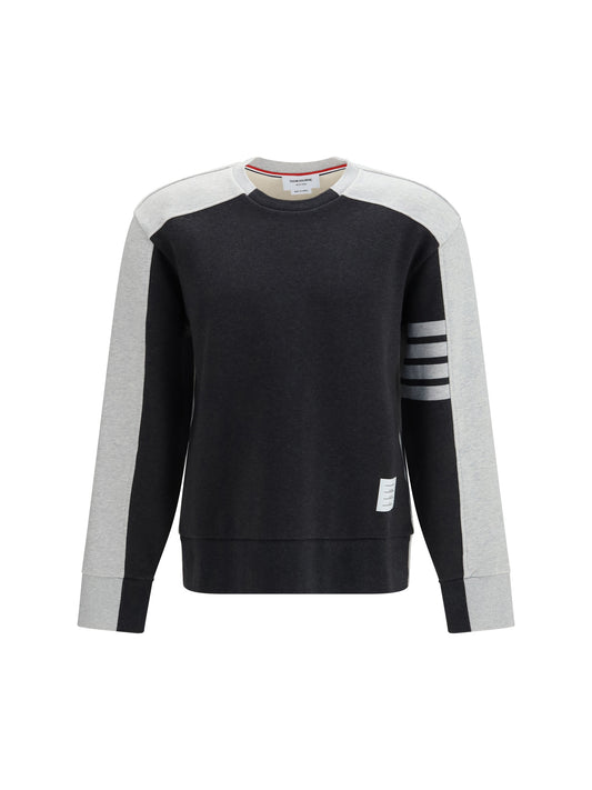 Thom Browne Colorblock Crewneck Sweatshirt with 4-bar detail - Dark Grey / Pale Grey