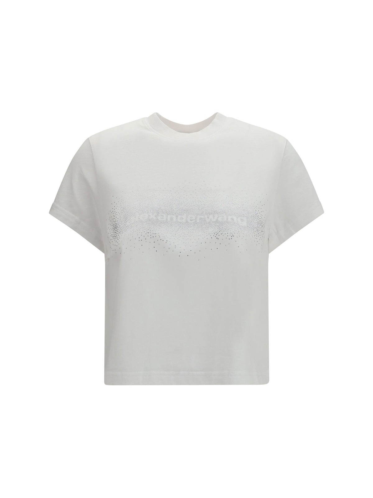 Alexander Wang Crystal Hotfix Logo Cotton T-shirt - White