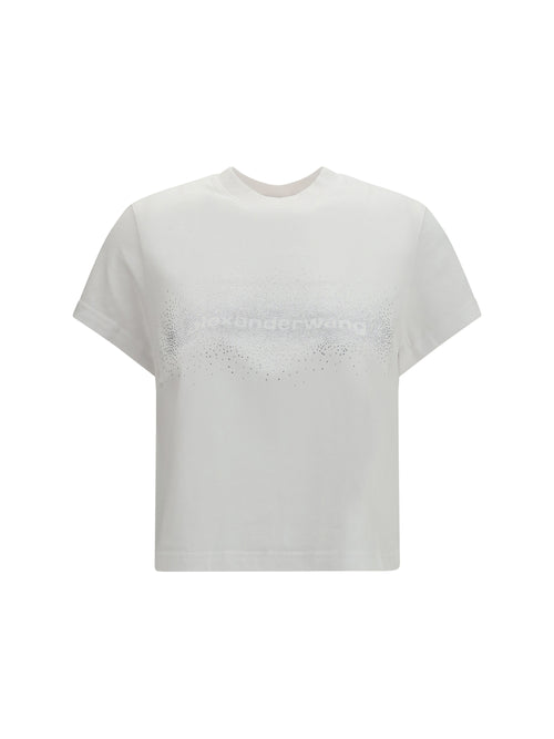 Alexander Wang Crystal Hotfix Logo Cotton T-shirt - White