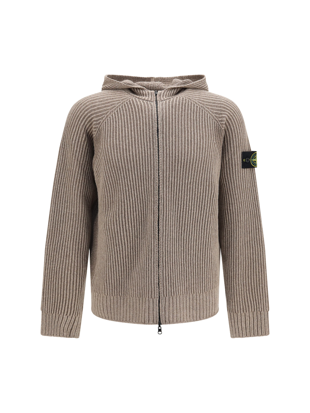 Stone Island Hooded zip-up Sweater - Biscuit