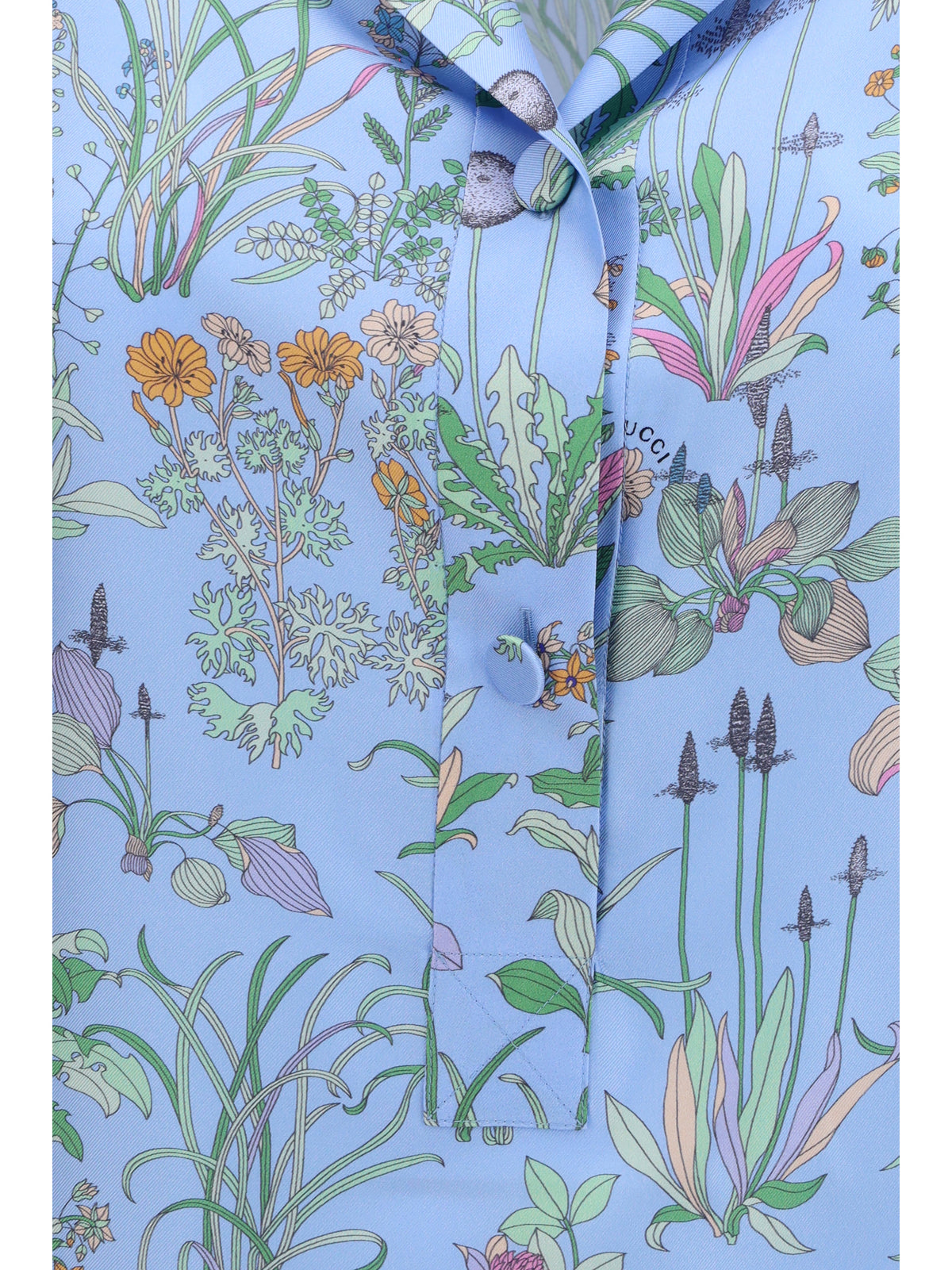 Gucci Printed silk twill Shirt - Azure/Ivory/Mc
