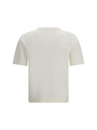 Piacenza Cashmere Short-sleeve crewneck Sweater - White Ottico