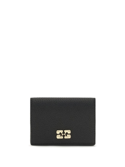 Ganni Ganni Bou Card Holder With Flap Grained - Black